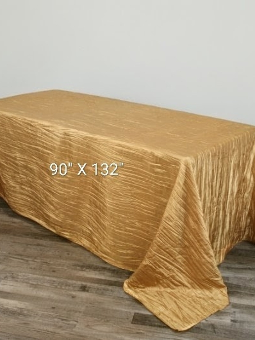 Gold Crinkle Tafetta Recangular Tablecloth 90"X 132"